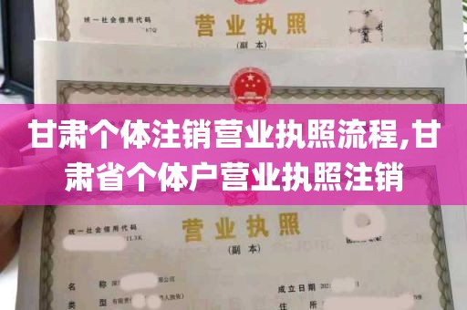 甘肃个体注销营业执照流程,甘肃省个体户营业执照注销