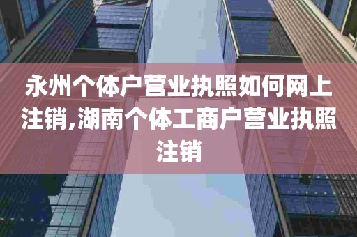 永州个体户营业执照如何网上注销,湖南个体工商户营业执照注销