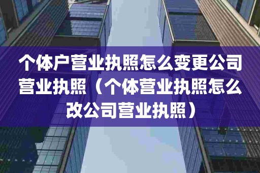 个体户营业执照怎么变更公司营业执照（个体营业执照怎么改公司营业执照）