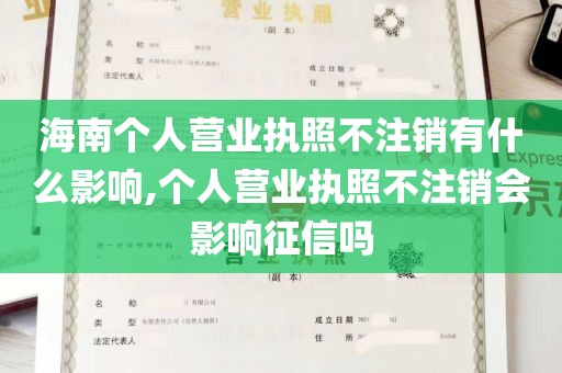 海南个人营业执照不注销有什么影响,个人营业执照不注销会影响征信吗