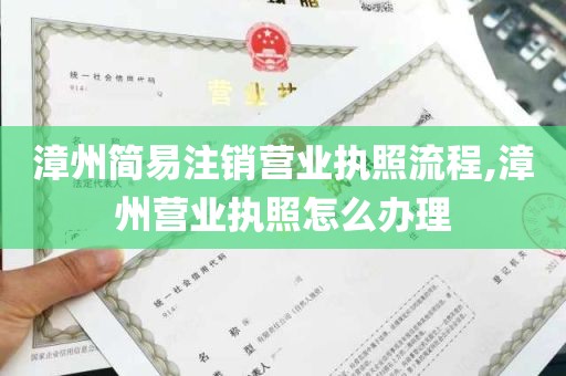漳州简易注销营业执照流程,漳州营业执照怎么办理