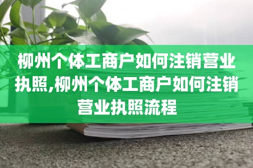 柳州个体工商户如何注销营业执照,柳州个体工商户如何注销营业执照流程
