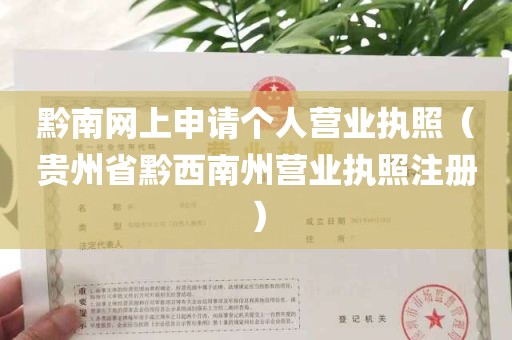 黔南网上申请个人营业执照（贵州省黔西南州营业执照注册）