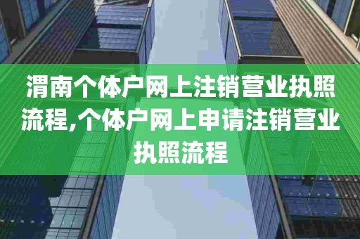 渭南个体户网上注销营业执照流程,个体户网上申请注销营业执照流程