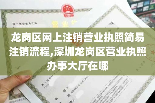 龙岗区网上注销营业执照简易注销流程,深圳龙岗区营业执照办事大厅在哪