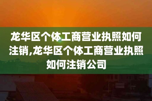 龙华区个体工商营业执照如何注销,龙华区个体工商营业执照如何注销公司