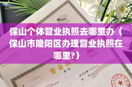 保山个体营业执照去哪里办（保山市隆阳区办理营业执照在哪里?）