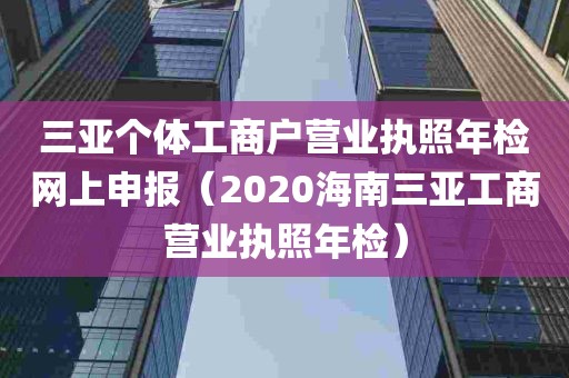 三亚个体工商户营业执照年检网上申报（2020海南三亚工商营业执照年检）