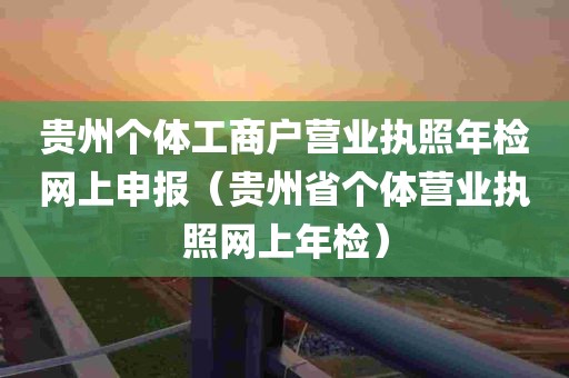 贵州个体工商户营业执照年检网上申报（贵州省个体营业执照网上年检）