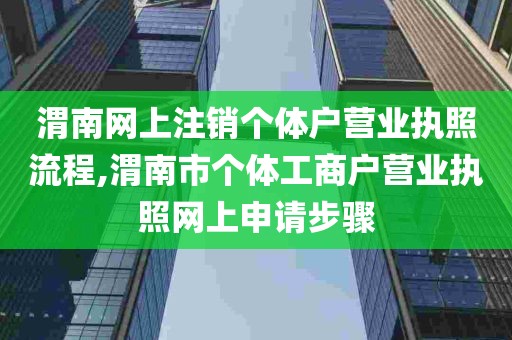 渭南网上注销个体户营业执照流程,渭南市个体工商户营业执照网上申请步骤