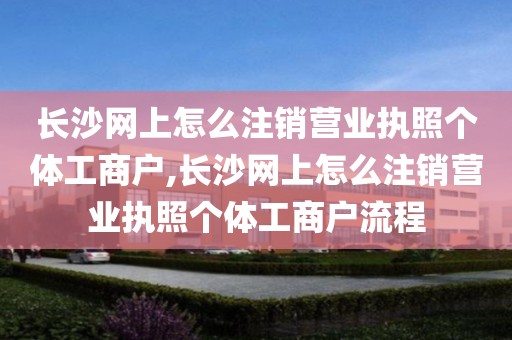 长沙网上怎么注销营业执照个体工商户,长沙网上怎么注销营业执照个体工商户流程