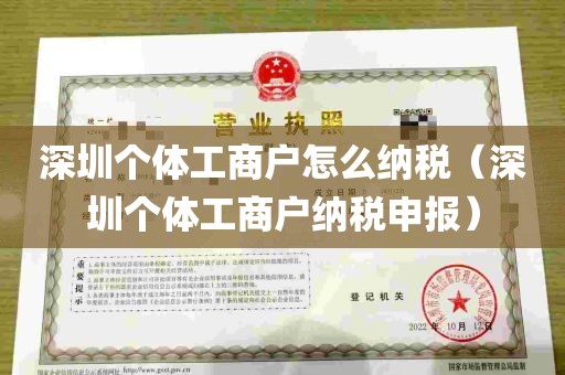 深圳个体工商户怎么纳税（深圳个体工商户纳税申报）