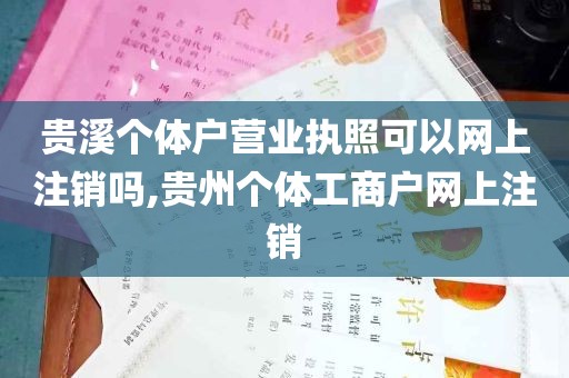 贵溪个体户营业执照可以网上注销吗,贵州个体工商户网上注销