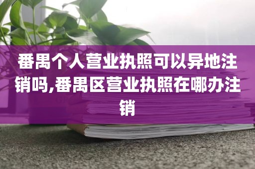 番禺个人营业执照可以异地注销吗,番禺区营业执照在哪办注销