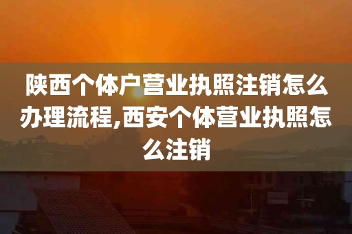 陕西个体户营业执照注销怎么办理流程,西安个体营业执照怎么注销